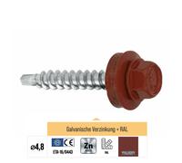 03130535 Lot de 250 vis autoperceuses 4,8 х 35 mm RAL 3009 Rouge oxyde