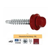 KLIMAS Vis autoperceuses х 4,8 mm - 25 lot de 250-rAL : 3011 trapezblechschrauben marron-vis