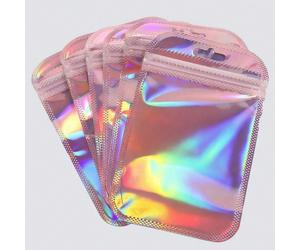 100/30/5Pcs Sacs de rangement pour bijoux en PVC pailleté, pochettes transparentes anti-oxydation avec fermeture éclair, sacs d'étanchéité imperméables pour boucles d'oreilles, colliers & bracelets, e
