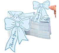 100/50/20/10 pièces Cartes de remerciement mini avec nœud rose, cartes vierges à remplir à la main, convient pour l'emballage de cadeaux, les fêtes, les mariages, les anniversaires, les baby showers, 