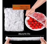 100/50 pièces Film étirable en plastique jetable, Emballage alimentaire en plastique jetable, Couvercles de scellage pour restes alimentaires et fruits de cuisine et réfrigérateur, Couvercles de conse