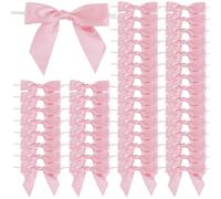 100/50 pièces Nœuds en satin rose pré-noués, Nœuds réutilisables pour fête à la maison, banquet, mariage, douche nuptiale, décoration de table, artisanat DIY, sacs cadeaux pour gâteaux, emballage de c