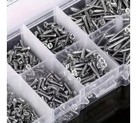 100/620/800 pièces Kit d'assortiment de vis auto-taraudeuses en fer de haute qualité M2 M3 M4, Kit d'assortiment de vis M2 M3 M4, Petites vis à tête plate pour le bois et le métal, nickelées, fente cr