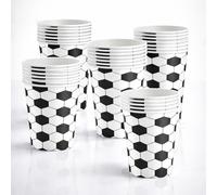 100/80/50/40/30/25/20/10 pièces Gobelets en papier noirs de 9oz/250ml, Gobelets en papier thème football, et accessoires pour fête d'anniversaire, mariage, maison et bureau 10 pièces,20 pièces,25 pièc