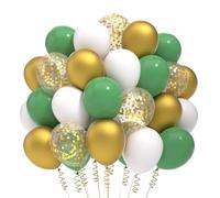 100 Ballons Anniversaire Vert Or,12 Pouces Ballon Helium,Dores Confettis Latex Ballons pour Mariage Baptême Fête de Décoration Baby Shower Gender Reveal