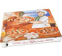 100 boîtes à pizza 32,5x32,5x3 cm impression neutre, carton d'expédition sûr pour pizzas