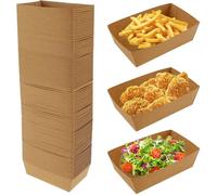 100 boîtes en carton pour frites, bols en papier jetables, plateaux en carton recyclable pour snacks, frites, 13 x 8 x 4 cm