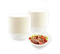 100 Bols en Canne à Sucre 260ML Compostables Biodégradables Jetables pour Soupe Salade Dessert Glace