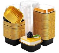 100 caissettes de cuisson en aluminium avec couvercles, ramequins jetables de 150 ml pour cupcakes et muffins