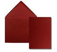 100 cartes avec enveloppes - Format A5, couleur rouge foncé - Enveloppes format C5 avec fermeture à bande adhésive
