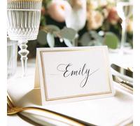 100 Cartes de place avec bordure en feuille d'or, cartes de table, cartes de place vierges, cartes d'invités, cartes de table avec marquage à chaud or/argent, cartes de nom de table de mariage, cartes