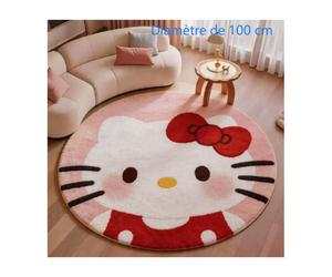 100 cm 39.37 pouces Tapis rond Hello Kitty classique rouge décoration salon