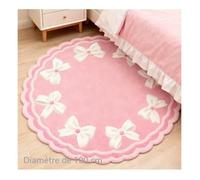 100 cm 39.4 pouces Tapis rond rose à nœuds blancs décoration chambre