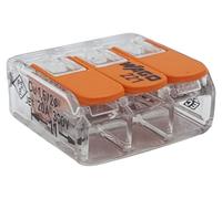 100 connecteurs Wago 413, bornes de connexion pour 3 conducteurs avec levier de serrage, section de câble de 0,2 à 4 mm², format compact, transparent