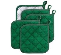 100% Coton de Cuisine Quotidien de Terry Support de Pot résistant à la Chaleur Dessous Manique pour Cuisine et pâtisserie Lot de 5 Vert