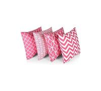 100% Coton Décoration Double Face Housses Carré avec Fermeture Eclair Invisible 4-Pièce Set, 45 cm Longueur x 45 cm Largeur, Rose Chaud