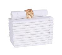 100% Cotton Slub Cloth Dinner Napkin, Hemstitched, White,Set of 12, Size 16 x 16 inch