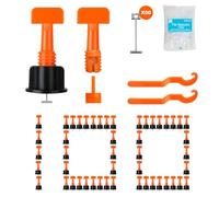 100 de Kit de Système de Nivellement de Carrelage Réutilisable, Niveleur Cale Carrelage Autonivelant, 500 Croisillons de carrelage de 2 mm, 2 Clés Spéciales et 50 Broches en Acier