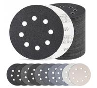 100 disques abrasifs auto-agrippants de 125 mm, papier abrasif à 8 trous, pour utilisation à l'eau ou à sec