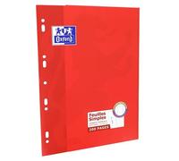 Feuilles simples Oxford A4 grands carreaux Seyès 200 pages étui carte rouge