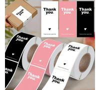 100 feuilles/rouleau Autocollants de remerciement roses | Autocollants de scellage rectangulaires pour l'emballage de cadeaux, étiquettes décoratives, boîtes cadeaux et boîtes de boulangerie, papier b
