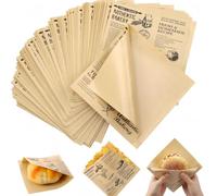 100 Feuilles Sachet Sandwich Papier,15 x 15 cm Sacs à Hamburgers en Papier | Emballage sandwich,Sacs à Frites,Résistant à l'huile et à l'eau pour Sandwich,Hamburger,Collation,Frites Françaises