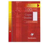 Paquet 100 pages copies doubles blanches perforées gros carreaux Clairefontaine 17/22