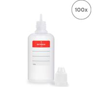 100 flacons en plastique 50 ml LDPE, G14, compte-gouttes, bouchon blanc