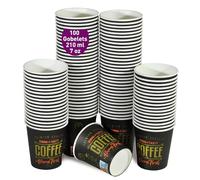 100 Gobelets Jetables en Carton pour Café 210ml / 7 oz avec, Gobelets pour Café Court, Long, Expresso. Pour Bureaux et Maisons.