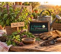 100 graines Aromatiques à semer - Le Grenier d'Abondance - BASILIC Thaï - Ocimum basilicum