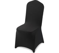 100 housses de chaise noires, housses de chaise en polyester et Élasthanne, housses extensibles pour banquet de mariage, housses de chaise à devant plat, adaptées aux chaises mesurant jusqu'à 51 x 45