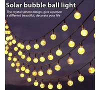 100-LED Guirlande Lumineuse à Boule de Cristal Solaire - Blanc Chaud, 8 Modes, Parfait pour les Mariages, les Fêtes et la Décoration Extérieure 7 mètres 50 lumières,12 mètres 100 lumières,5 mètres 20
