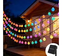 100 LED Guirlande Lumineuse Boule de Cristal Solaire avec 8 Modes d'Éclairage - Lueur Jaune Chaude pour Halloween, Noël, Jardin, Cour et Décorations de Fête, Décoration Extérieure Alimentée par Énergi