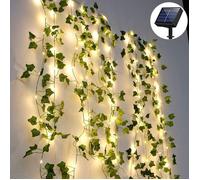 100 LED guirlande lumineuse solaire, 12 m avec feuilles de lierre artificielles, 8 modes d'éclairage pour extérieur et jardin .