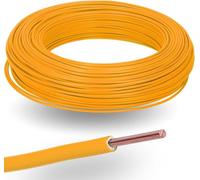 100 mètres de câble Kalitec H07V-U, 1x1,5 mm², de couleur orange, emballé dans un carton. Câble unipolaire en PVC non inflammable, section 1,5 mm². Câble rigide, tension nominale 450/750 V. Câble de r