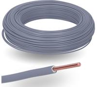 100 mètres de câble Kalitec H07V-U, 1x1,5 mm², gris, en carton. Câble unipolaire en PVC résistant au feu, section 1,5 mm². Câble rigide, 450/750 V. Câble de raccordement unipolaire pour le câblage int