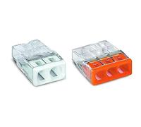 100 Mini Bornes de Connexion Automatique 2 Entrées & Lot de 100 mini bornes de connexion rapide S2273 pour fils rigides 3 entrées