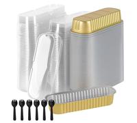 100 mini moules à cake avec couvercles et cuillères - Ustensiles de pâtisserie en aluminium pour les fêtes