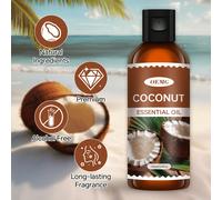 100 ml/30 ml Huile essentielle de noix de coco pure et naturelle, parfum d'assainisseur d'air longue durée, convient pour la fabrication d'aromathérapie et l'utilisation avec un diffuseur d'arômes PET