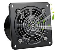 100 mm Extracteur d'Air, Ventilateur Mural 140m³/h avec Clapet Anti-Retour Matériau Métallique, Prévention de l'Humidité et Refroidissement, pour Salle de Bain, Cuisine, Bureau, WC, Garage - Noir