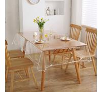 100% Nappe en plastique transparent imperméable, nappe rectangulaire en PVC, résistante aux taches, facile à essuyer, convient pour la table à manger, les fêtes et le camping 140x140cm,140x180cm,140x2