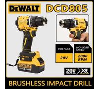 100% Original DEWALT 20V 6.0Ah Batterie au lithium rechargeable sans balais, tournevis électrique compact, perceuse à main, perceuse à percussion DCD805 6AHX1 DCDX1 CharX1