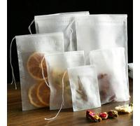 100 paquets de 7 cm x 9 cm de sachets en tissu non tissé, sachets à thé (sans thé), sachets infuseurs à épices, scellés avec des cordes pour sachets à thé à usage unique, filtre de cuisine polyvalent,