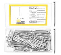 100 Pcs Clou à Image, Clou Beton, Assortiment de Clous en Acier, Clous Muraux, Clous en Béton, Clous pour Tableaux, Clous pour Accrocher Tableaux Cadres Photo Béton Brique Bois (50 mm, Argent)