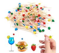 100 PCS Cocktail Sticks, Brochettes Cocktails, Dents en Bois Fournitures, Cocktail Toothpicks, pour Fingerfood, Snacks, Fruits, Cocktail, Coeurs Multicolores, 12cm