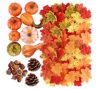 100 Pcs Courges Citrouilles Artificielles Maple Leaves Cônes De Pin Acorns Fausses Assorties Pommes Glands Feuilles d'érable Décorations d'Ornements Le Thème de Automne