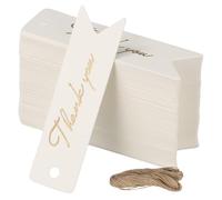 100 Pcs Étiquettes Cadeaux, 7x2cm, Étiquettes Papier et Ficelle 20m, Étiquettes Personnalisées, Etiquette Merci Kraft, Étiquette de Mariage, Etiquette Vierge Noël Anniversaire, 300gsm (Blanc)