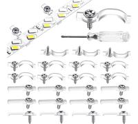 100 PCS Led Transparent Led Strip Light Clip, Clips Bande Lumineuse, Fixation Ruban Led, Support Fixation Bande Lumière Clips, Avec 100 vis Et 1Tournevis Pour Clips Fixation À Bande Led 8mm,9mm,10mm