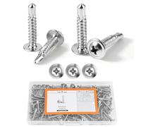 100 Pcs M4.8 x 25mm Vis Autotaraudeuses à tête plate Inox | Vis Autoforeuse Metal, Vis Autoperceuses pour Bac Acier, Toiture de Tôles Ondulées, métalliques, Acier inoxydable 410