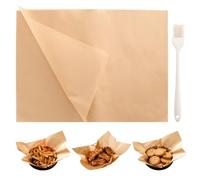 100 pcs Papier Cuisson Prédécoupé 25×35 cm, Papier Sulfurisé Non Blanchi pour Cuisson & Pâtisserie, Papier Cuisson Résistant à la Chaleur sans PFAS, Alimentaire avec Pinceau à Huile pour Four, Grill